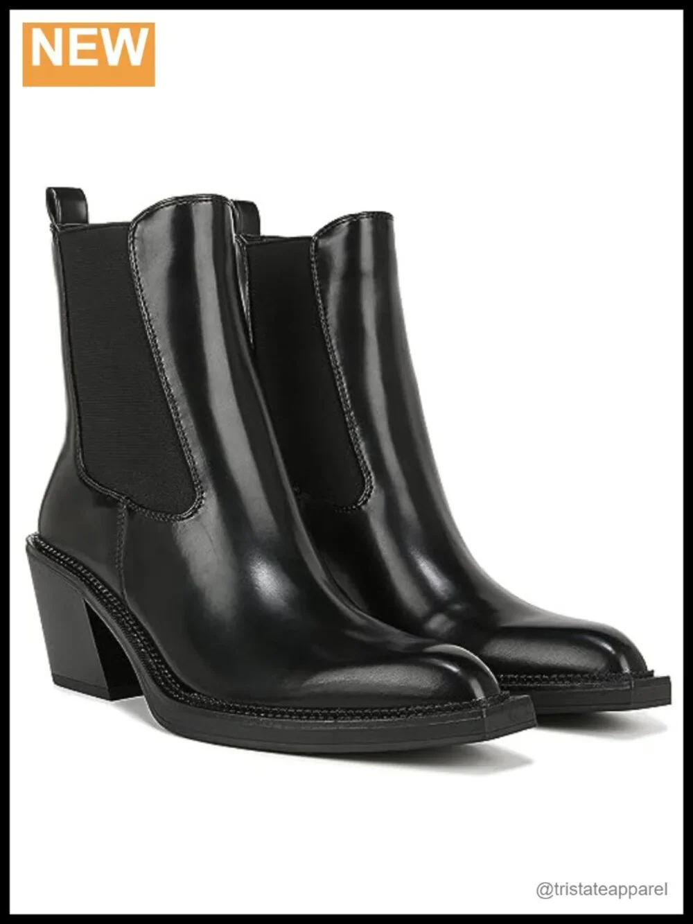 Western Snip Toe Chelsea Bootie with Block Heel